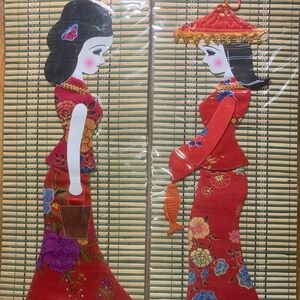 4/Colorful Asian Art Wall Decors made of cloth/bamboo